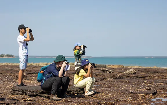 Local children joined researchers on a shorebird field trip at Bundilla Beach, Darwin, one of the STEAM programs supported under a community partnership between the INPEX-led Ichthys Joint Venture and the Museum and Art Gallery of the Northern Territory (MAGNT).